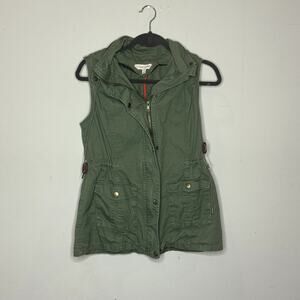 41 Hawthorn Green Cotton‎ Snap Zip Front Utility Hooded Vest Women's Size Medium